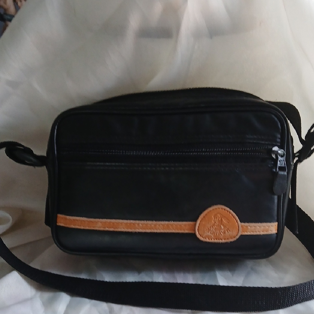 Mohawk Vintage Camara Case Bag Black And Tan Leather